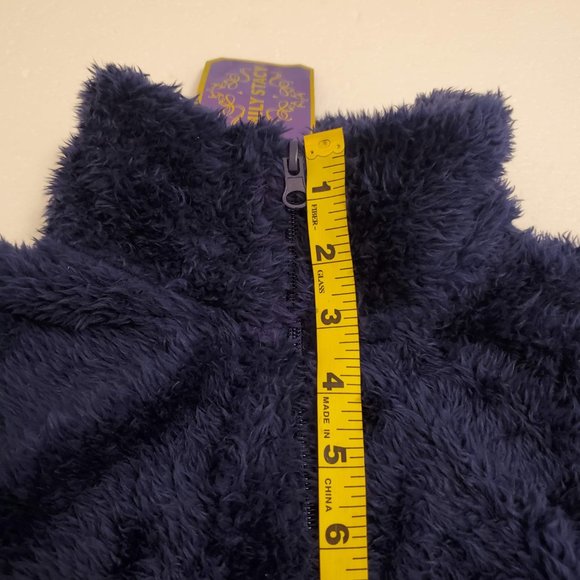 NWT Emily Stacy Womens Missy Fleece Blue Zip Up Teddy Vest w/Pockets - M - Picture 7 of 14